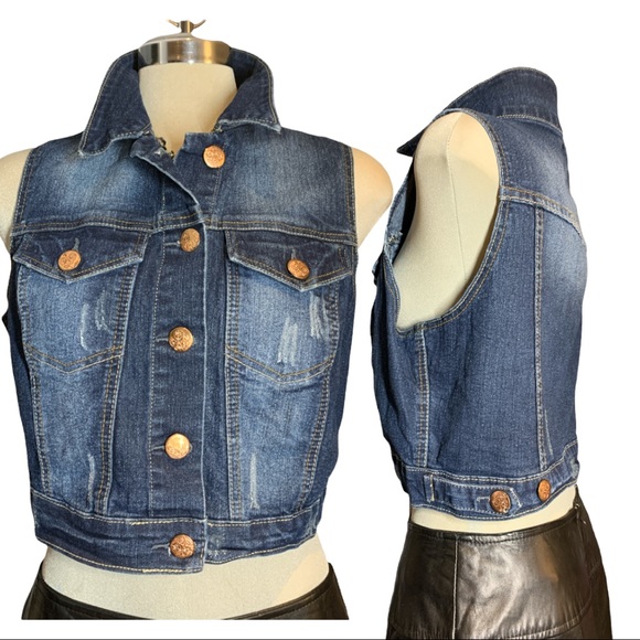 UK2LA Tops - UK2LA Blue Jean Jacket Vest Size L